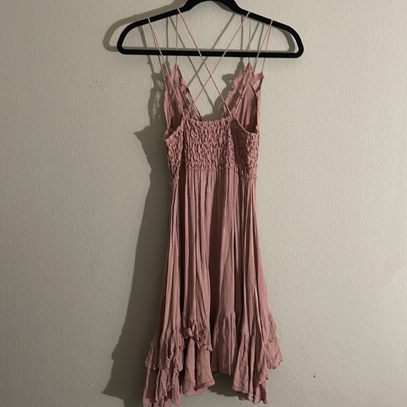 Free People Black Adella Lace Dress in Rose color size Small. Asymmetric hem - Picture 4 of 16
